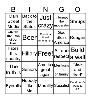 Starboard Debate Bingo Card