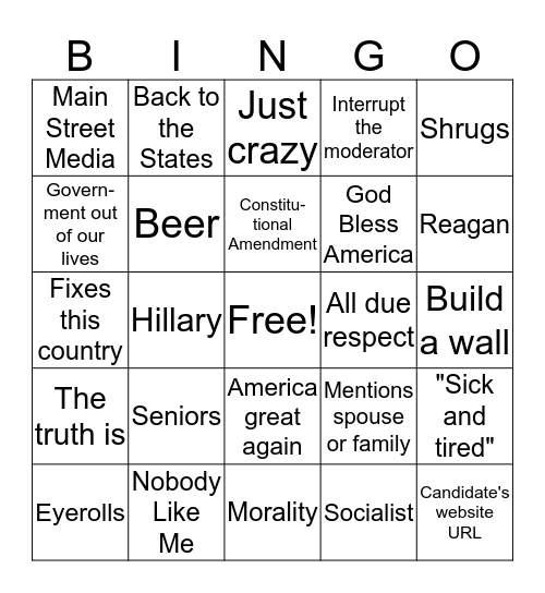 Starboard Debate Bingo Card