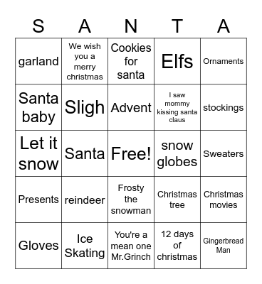 Christmas bingo Card