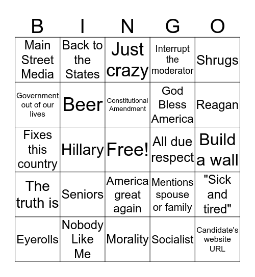 Starboard Debate Bingo Card