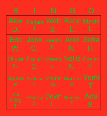 Xmas Bingo Snaps! Bingo Card