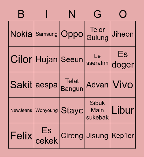 Punya Rahmat Bingo Card