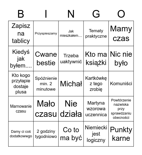 Stępień Bingo Card