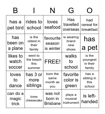 Find someone in the room who... Bingo Card