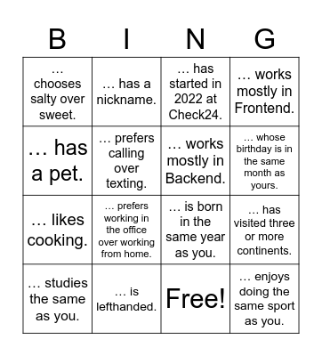 Find someone who ... Bingo Card