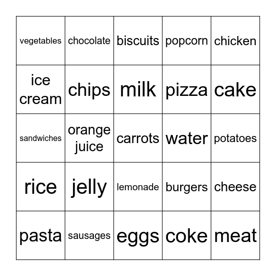 Food Spotlight 3 Bingo Card