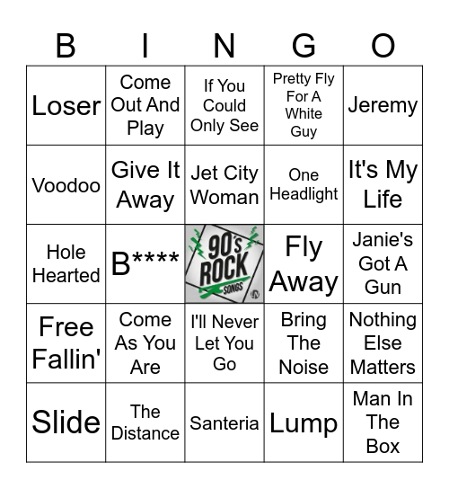 90s Rock Bingo Card