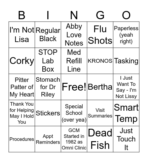 GCM Bingo Card