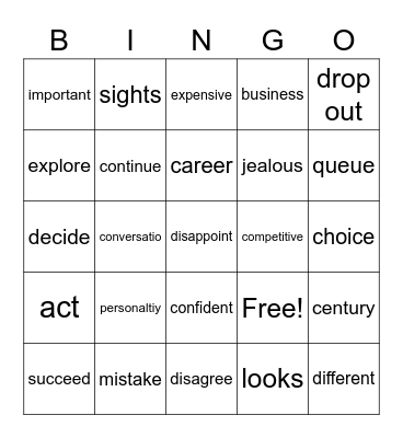 Mixed Vocabulary III Bingo Card