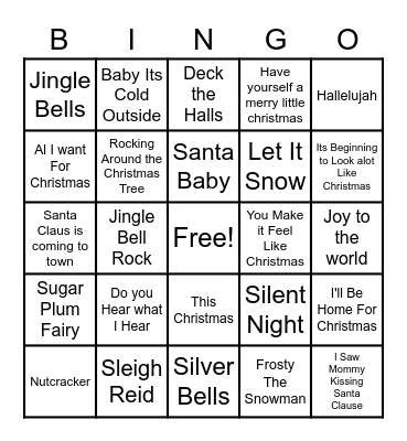 Christmas Music Bingo Card