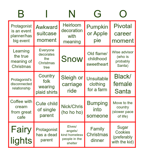 Christmas Movie Bingo Card