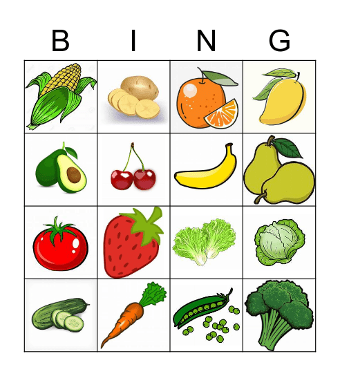 FOODS Bingo Card