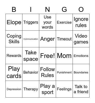 Goals Bingo Card