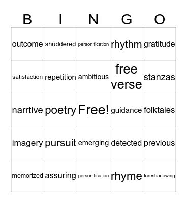 chloe's Bingo Card