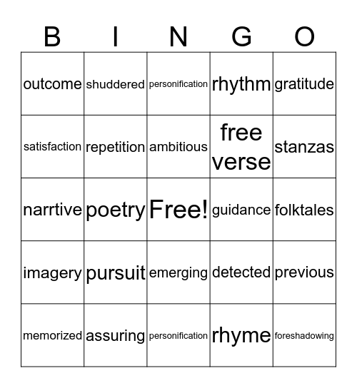 chloe's Bingo Card