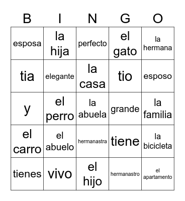 Duolingo Family Bingo Card
