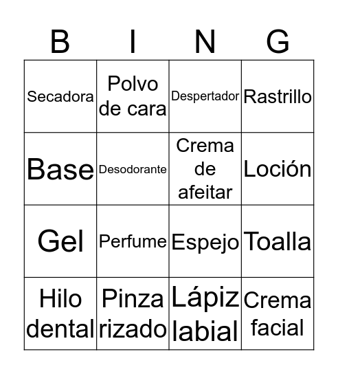 Rutina diaria Bingo Card