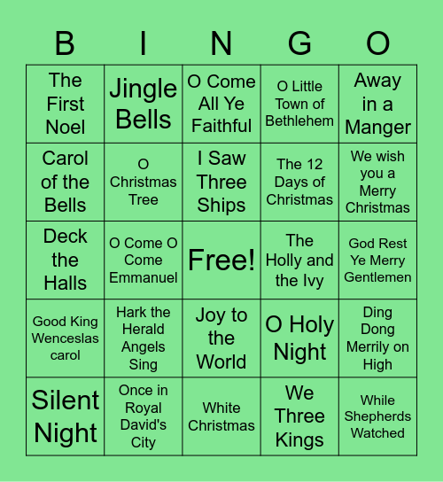 Jingle All the Way Bingo Card