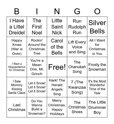 Holiday Bingo Card