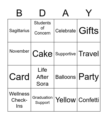 Birthday Bingo Card