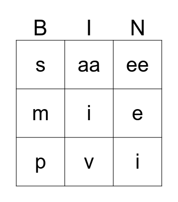 Deze letters ken ik al! Bingo Card