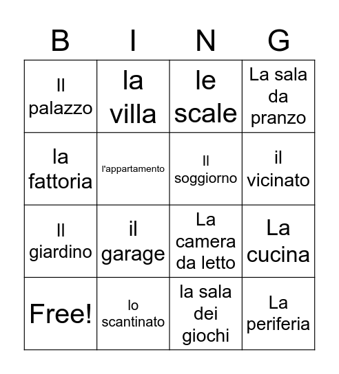 La Casa Bingo Card