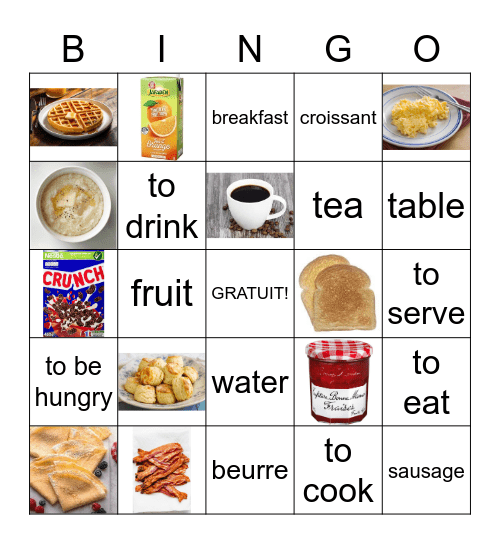 LE PETIT DÉJEUNER Bingo Card