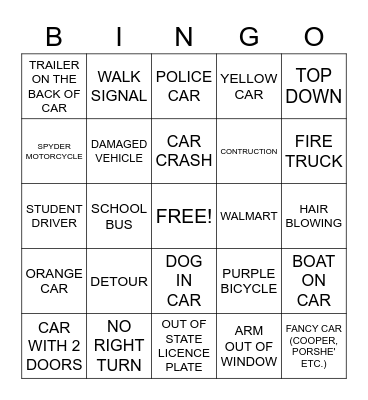 ULTIMATE ROAD BINGO Card