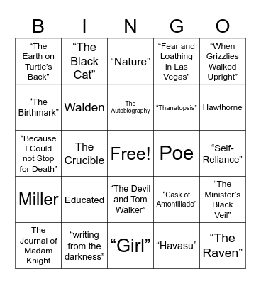 English III Bingo Card