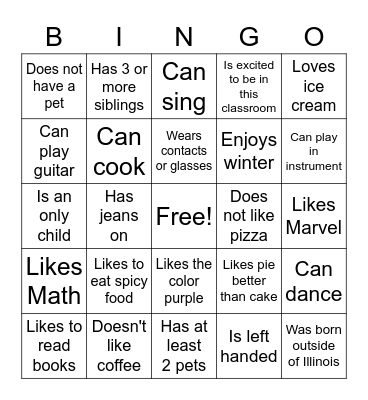 Get to know Bingo Card