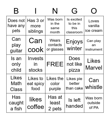 Get to know Bingo Card