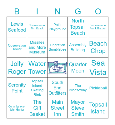 Topsail Beach Bingo Card