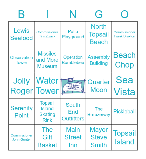 Topsail Beach Bingo Card