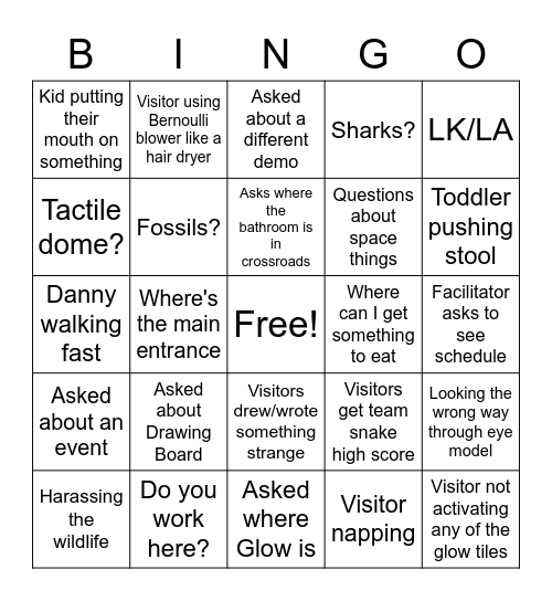 Explo Bingo Card