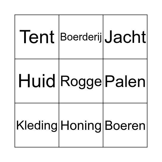 Jagers en boeren Bingo Card