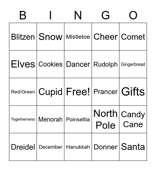 Wheels Donlen Holiday Bingo Card