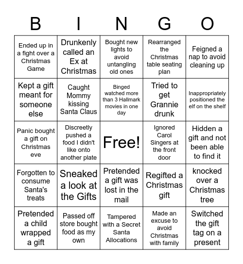 Christmas Have You ever Bingo Card