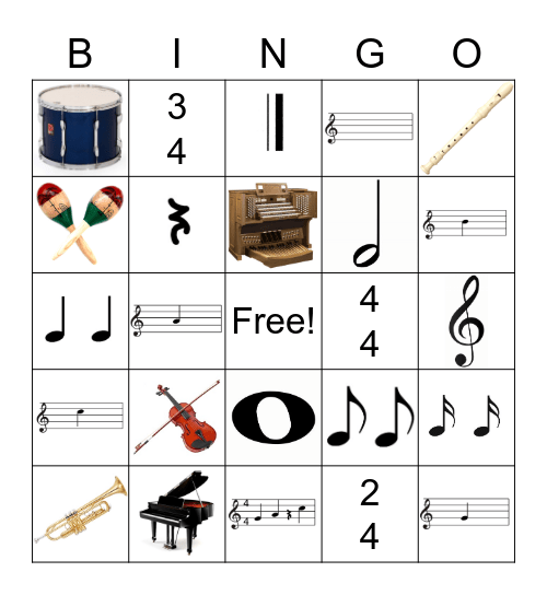 Elem Music Bingo Card