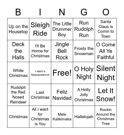 Christmas Bingo Card