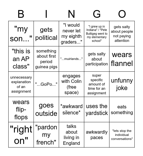 ap gopo Bingo Card