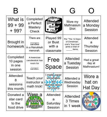 Winter Mathnasium Bingo! Bingo Card