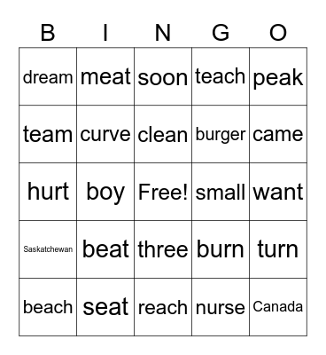 Week 9 and 10 Vocabulary Words Bingo Card