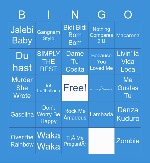 International Music Bingo Card