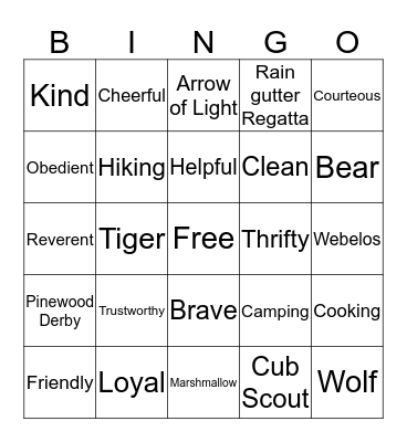 Scout Law Bingo! Bingo Card