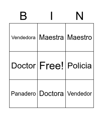 Spanish Community workers Bingo Card