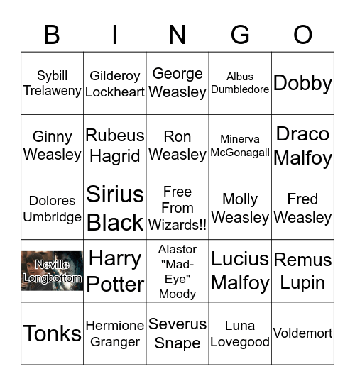 HARRY POTTER BINGO Card