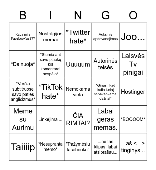 STT Bingo Card