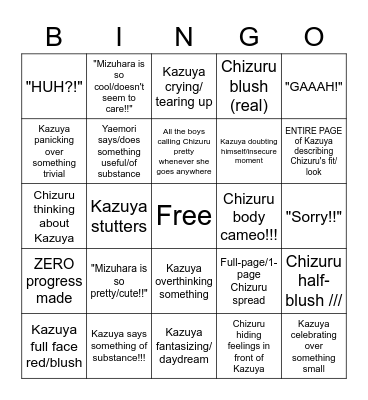 Rental Girlfriend Chapter Guaranteed Bingo!! Bingo Card
