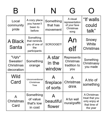 Safiya + Dionne Christmas Scavenger Hunt - 2022 Bingo Card