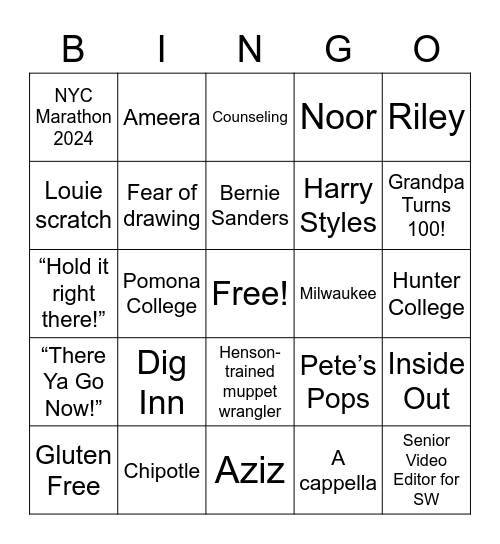 Daniel Bingo! Bingo Card